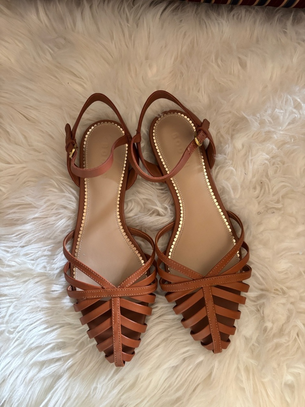 Boden Cognac Strappy Pointed Sandals